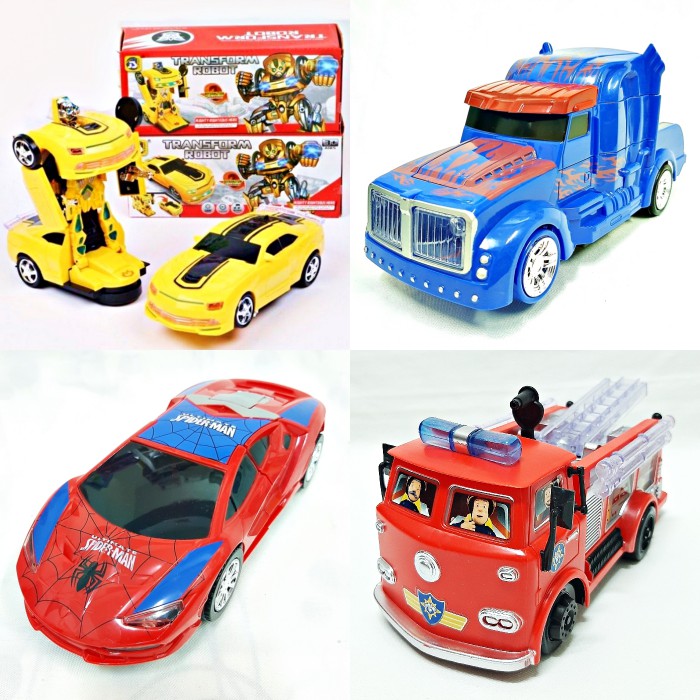 SPIDERMAN BUMBLEBEE OPTIMUS PRIME TRANSFORMERS ROBOT CAR KIDS PLAY SET BOX