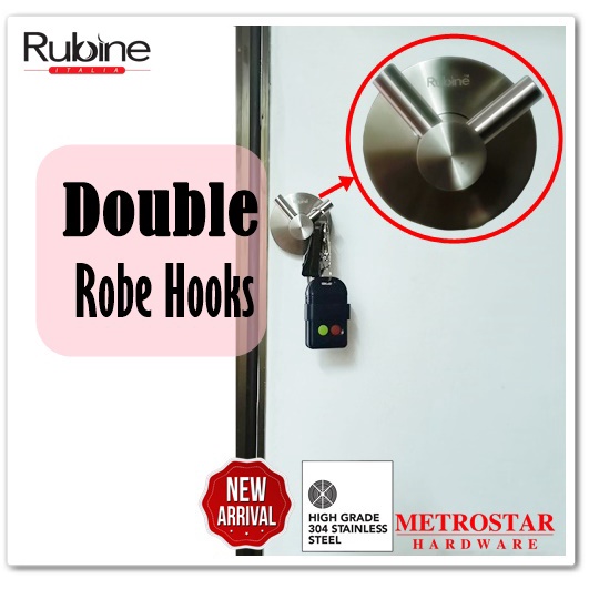 Rubine Double Robe Hooks RBA-ZN-01-SS | Shopee Singapore