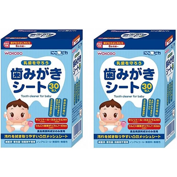 Wakodo Toothpaste sheet baby 30 packs Toddler Tooth Care Infant Tooth ...