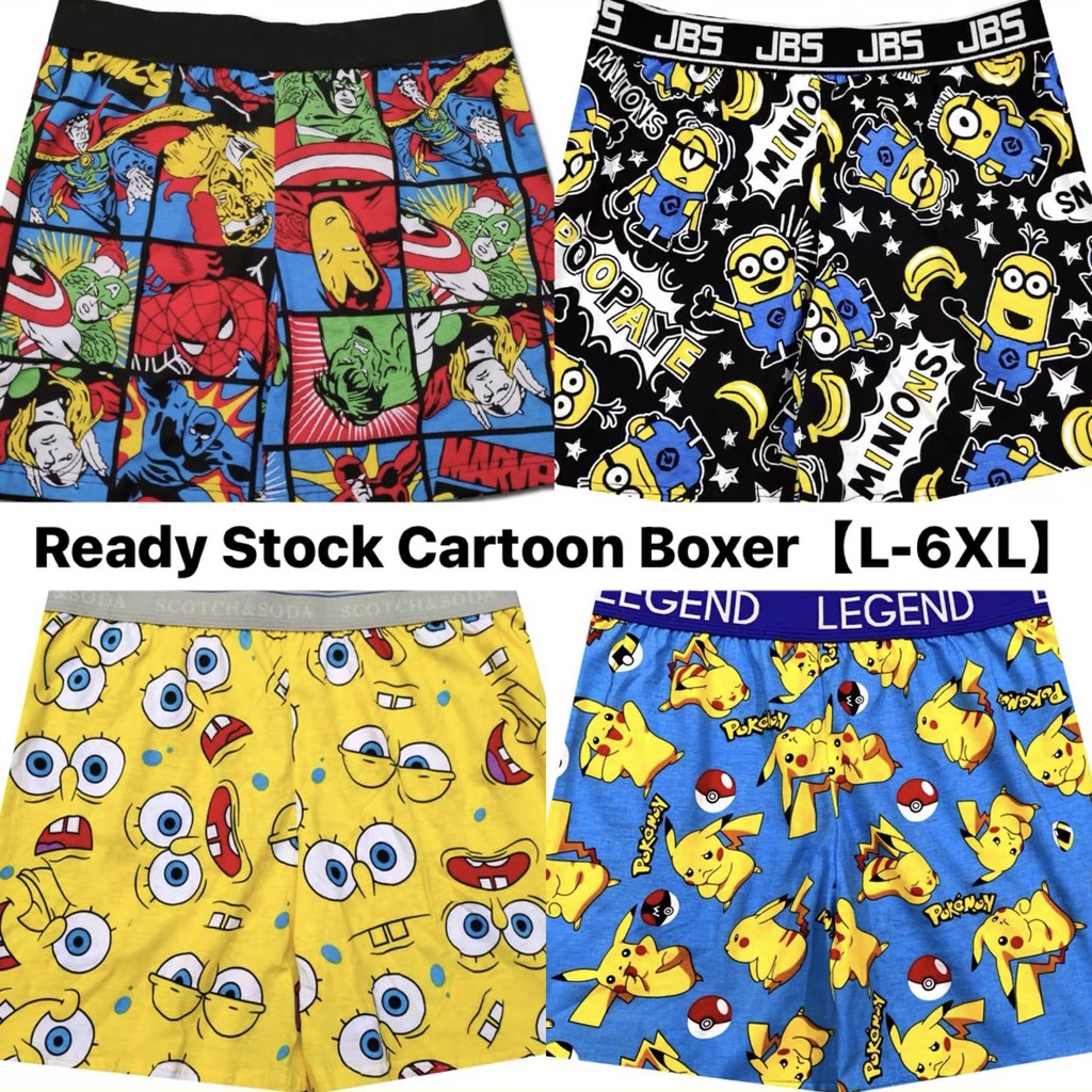 Plus Size【L-5XL】Men Shorts Boxer Trunk Underwear Cartoon Printed