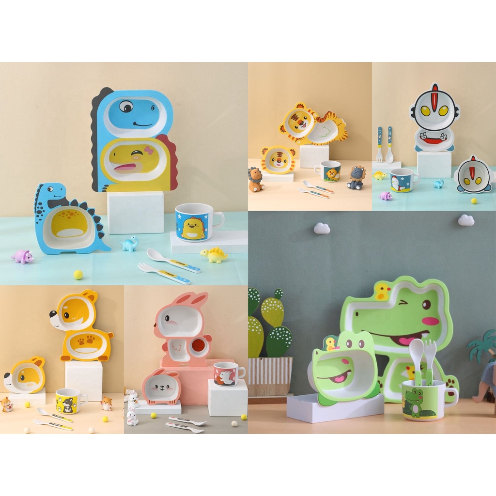 [Clearance] [SG Seller] Kids Cute Cartoons Tableware Feeding Set ...