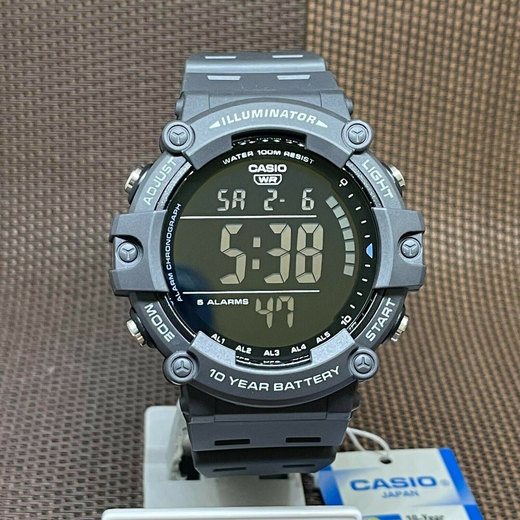 Casio Ae-1500wh-8b Digital Wide Face Dual Time Stopwatch Alarm Men's 