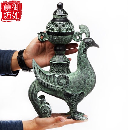 Collection of antiques——仿古青铜器摆件纯铜鸟尊鸟熏炉古玩家居装饰品