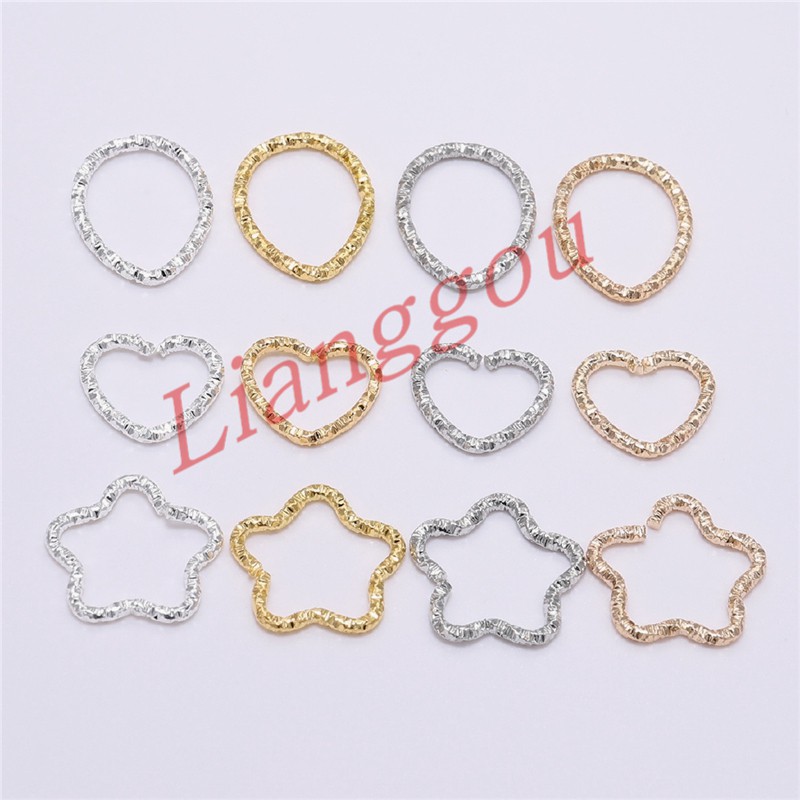 【ps087】50pcs/lot 16.5mm Star Jump Rings Twisted Split Rings Spacer ...