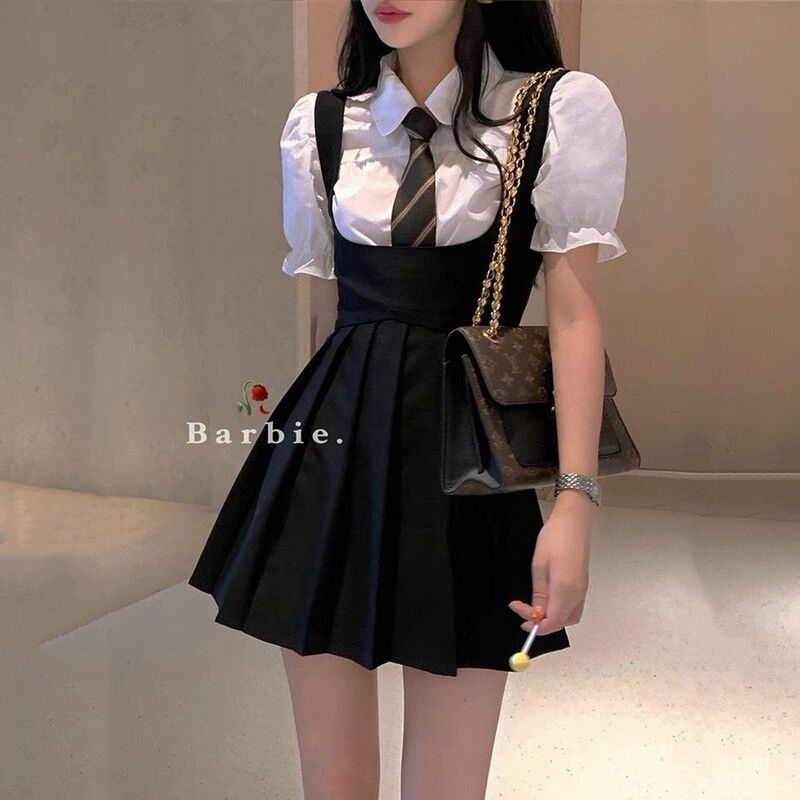 Black cheap suspender dress