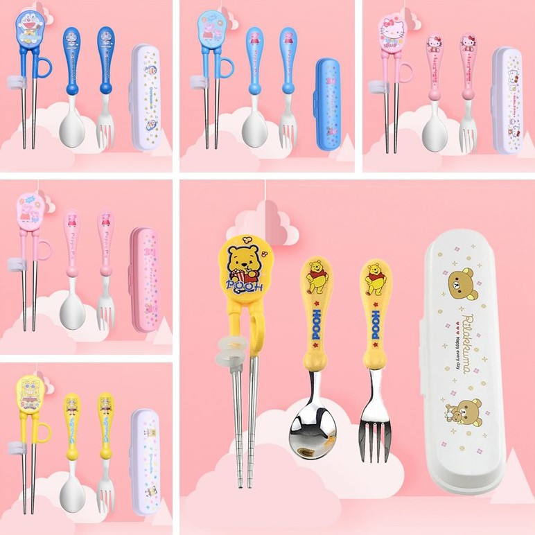 Kids Cartoon Tableware Learning Training Utensils Set, Stainless Steel ...