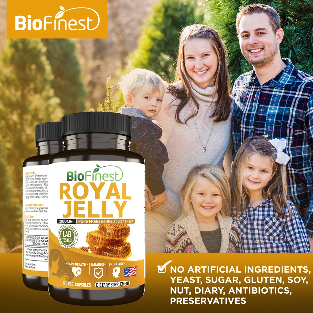 Biofinest Royal Jelly 2000mg - 5% 10-DHA Freeze-dried Bee Supplement ...