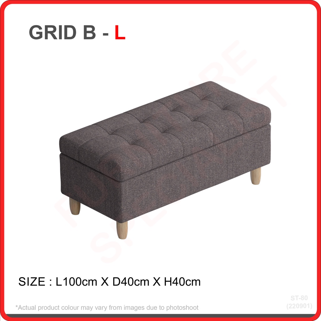 Furniture Specialist Grid Storage Stool Ottoman Storage Bench