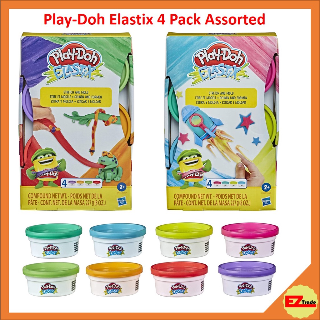 Hasbro PlayDoh Elastix Compound 4Pack Bright / Bold Colors Assorted