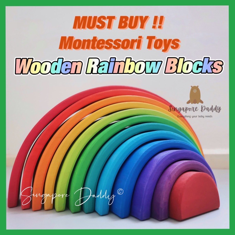 ?SG Local Seller?Large Rainbow? Montessori Toys for kids/Wooden Building Blocks/Toys for Boys and Girls/Hot on Instagram