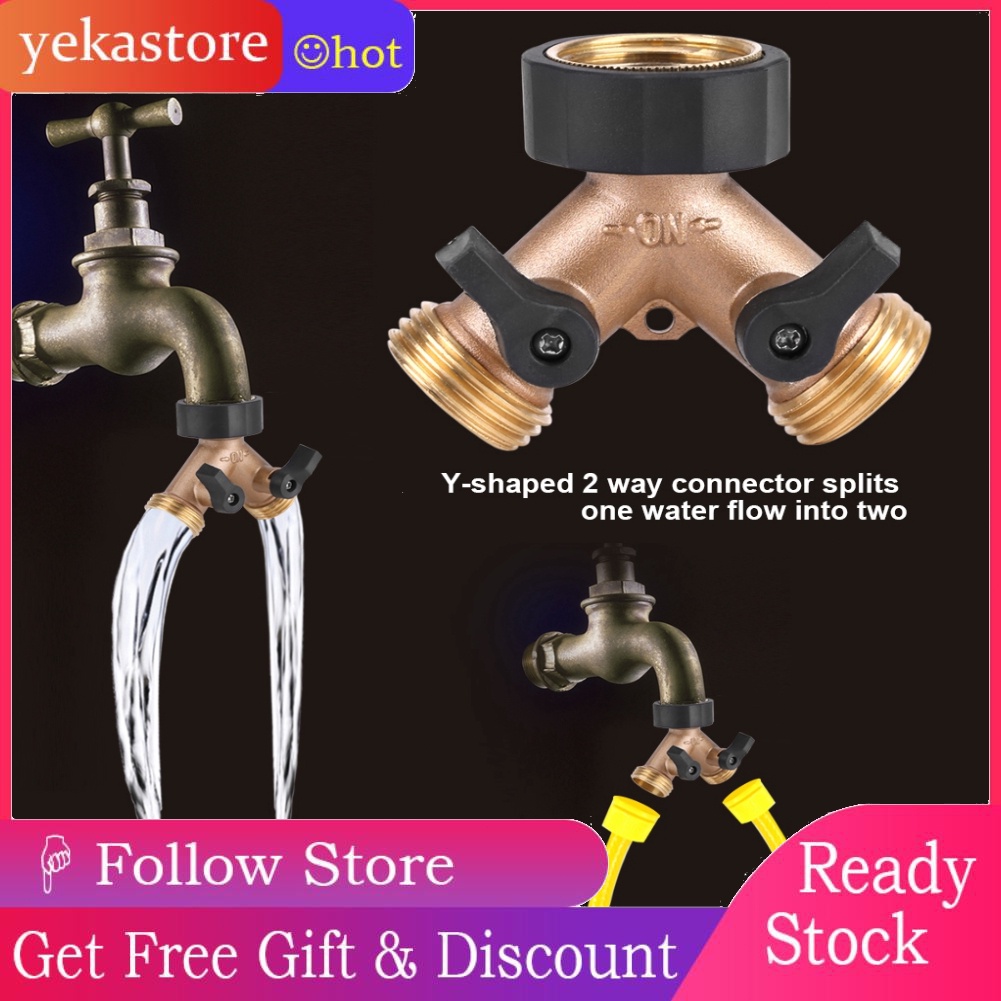 【HOT SALE】Yekas FBA Brass Water Tap Adapter 2 Way Y Shape 3/4 Hose