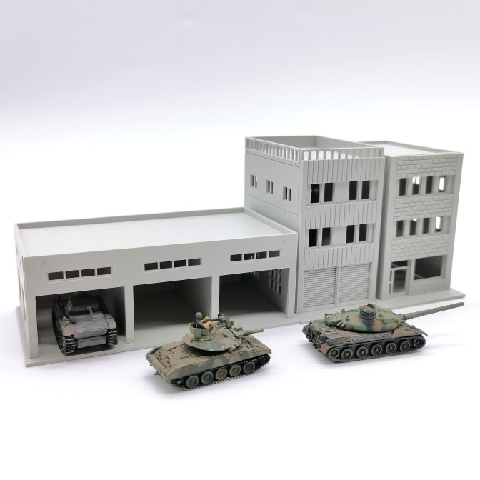 1:144 1:72 Tank Scene Military Model Repair Workshop Building Assembly ...