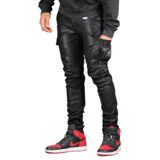 Mens leather deals cargo pants