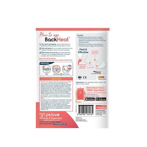 PS Love BackHeat Pereda Nyeri Pinggang Alami / Punggung / kram otot / pegal linu / memar / kompres - Gambar 3
