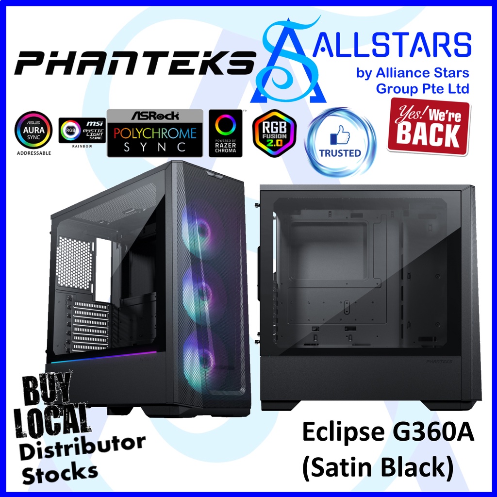 Phanteks Eclipse G360A Air Tempered Glasss ATX Tower Chassis / Satin ...