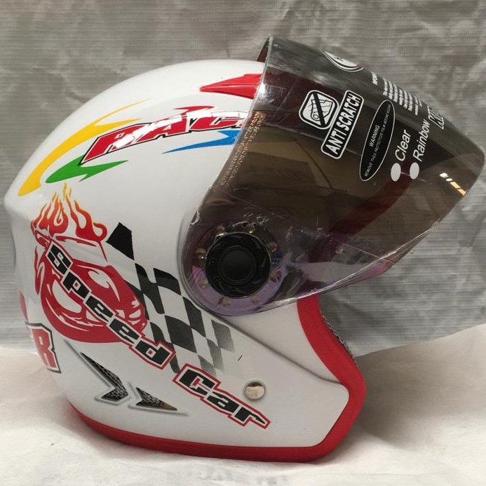 Helm Anak Kidzu Racer White Red - Gambar 3