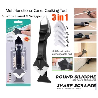 Grout Tool Set, Including Metal Scraper, Silicone Residue Scraper,  Multi-functional Silicone Sealing Edge Tool