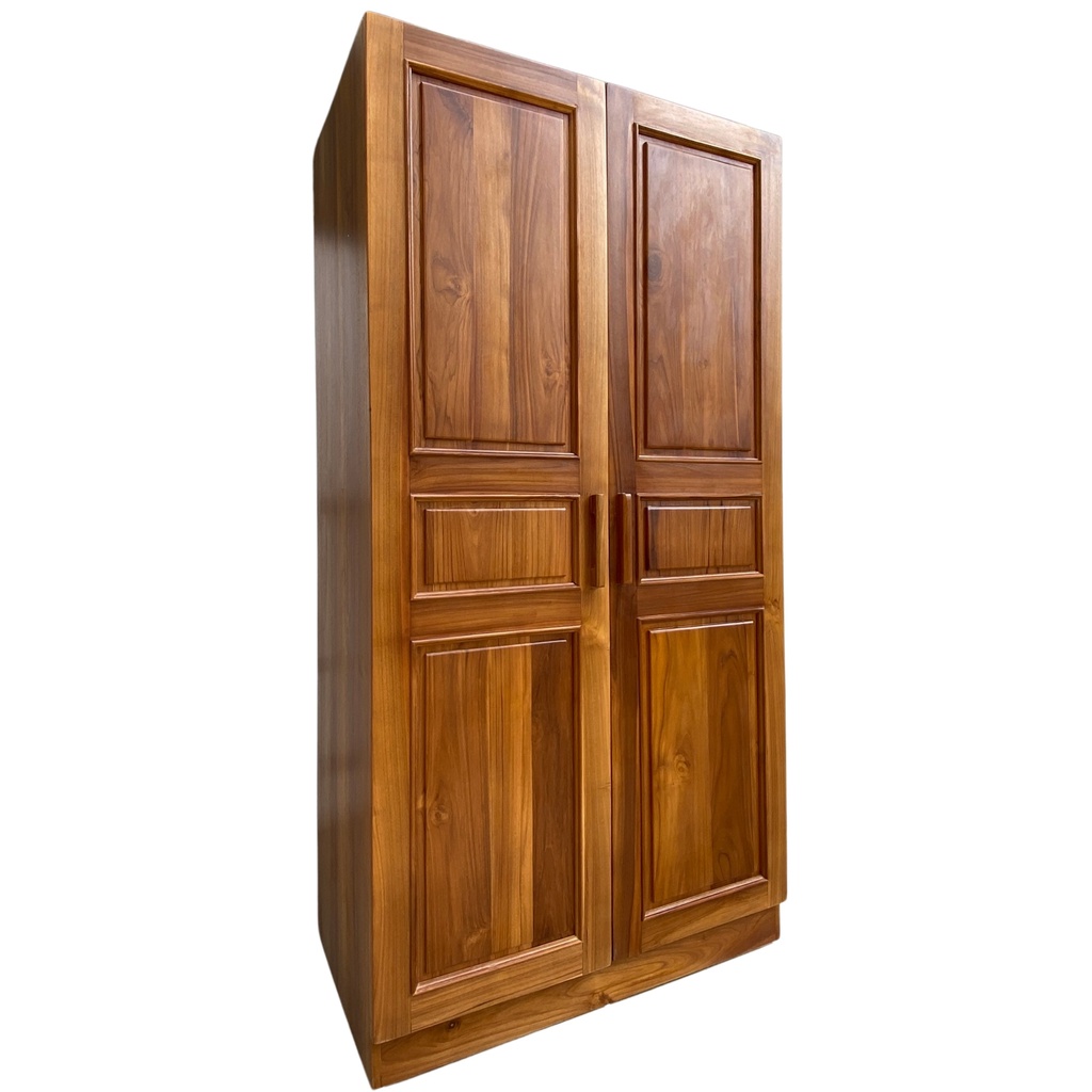 Duke Solid Wood Wardrobe Minimalist Hand Made Wooden 2 Door Teak