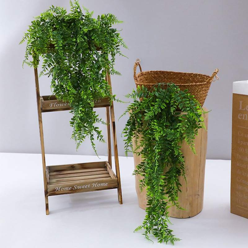 90cm Persian Fern Leaves Vines Room Decor Hanging Artificial Plant Plastic Leaf Grass Wedding Party Wall Balcony Decorat