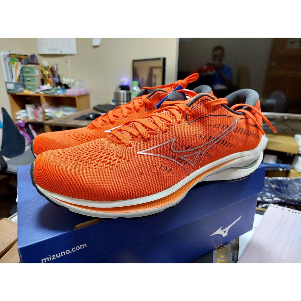 MIZUNO WAVE RIDER 25 Jogging Shoes J1GC210394 Orange Series Running Lightweight Shock Absorption Shopee Singapore