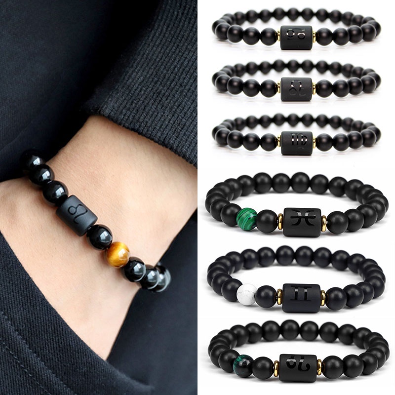 Skpblutn Bracelets for Women Girls Mens 12 Constellations Stone