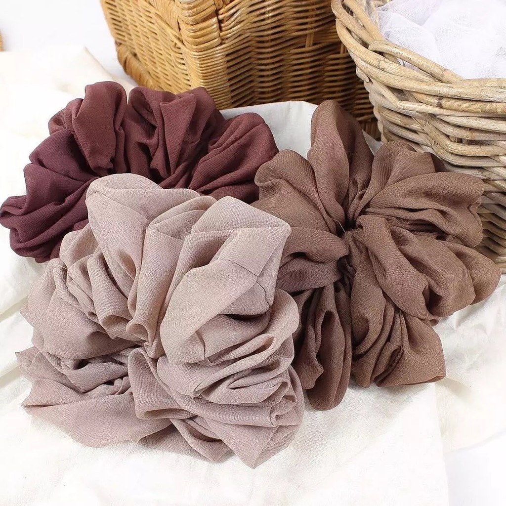 (DAPAT 2 PCS) Scrunchie Jumbo / Ikat Rambut / Cepol Hijab
