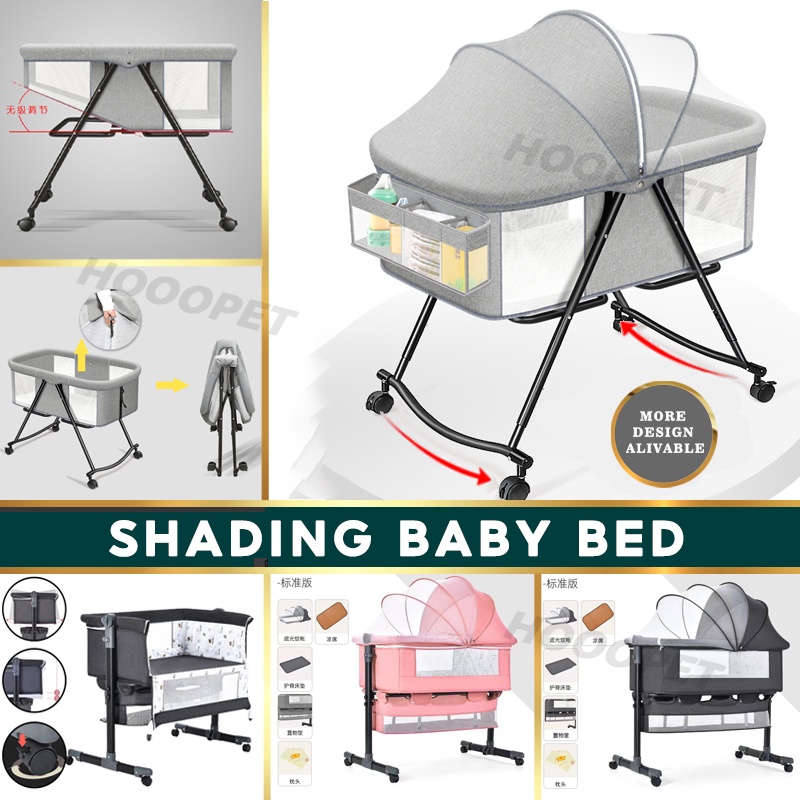 Baby Cot Portable Baby Crib Multifunctional Foldable Bed With Wheels