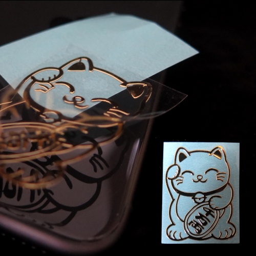 Lucky Fortune Cat sticker accessories Wealth Cat mobile golden metallic ...