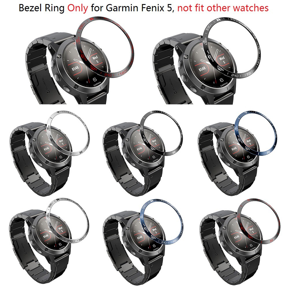 For Garmin Fenix 5 Bezel Ring Watch Adhesive Cover Stainless Steel Protection Accessory Not fit 5 Plus Shopee Singapore