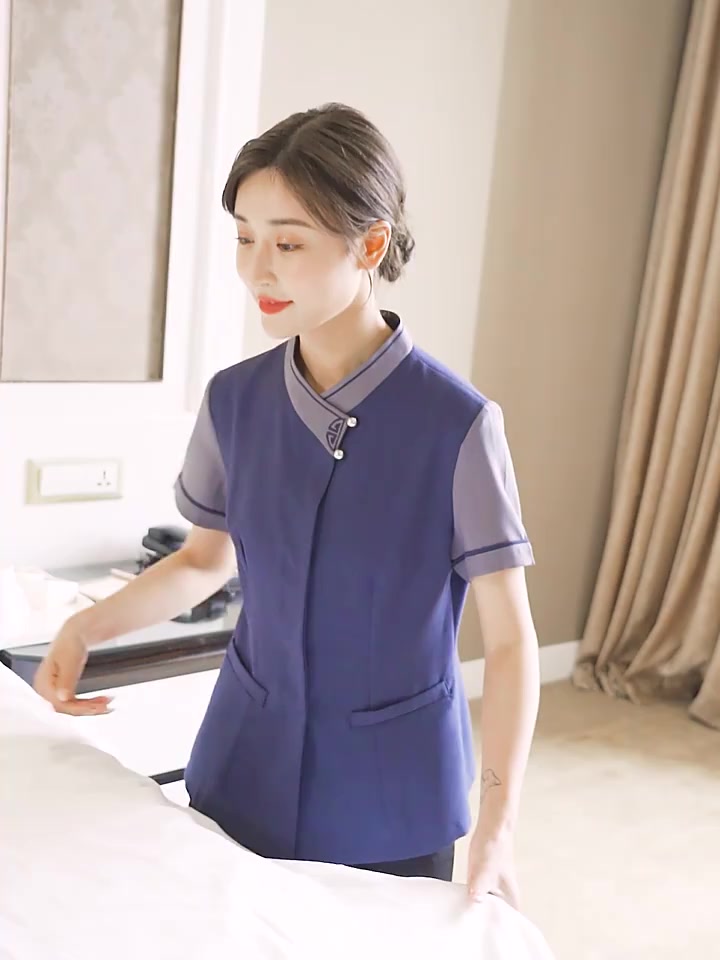 Ready Stock Work uniform cleaning work clothes short-sleeved women's ...