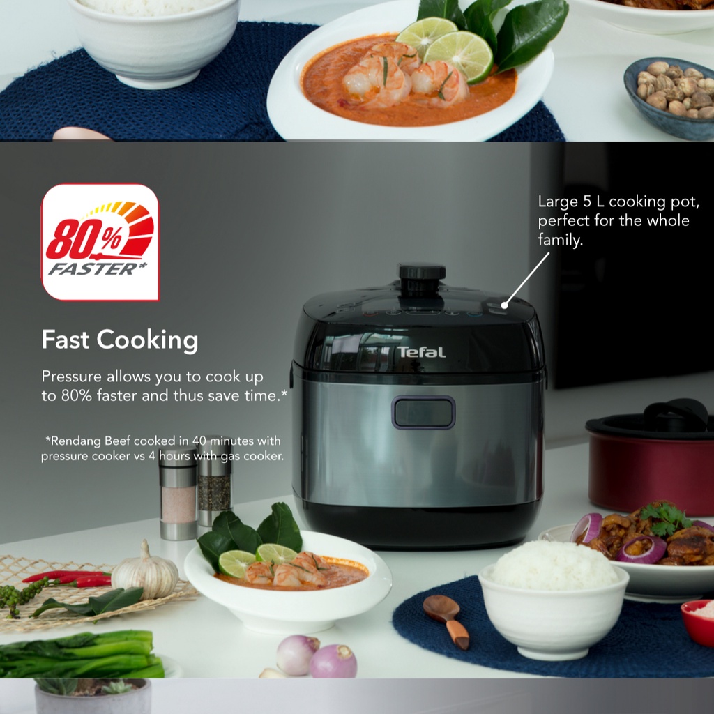 Tefal Pressure Cooker CY625D Home Chef 4.8L Smart Pro Multicooker /  Electrical Pressure Cooker (CY625D65)