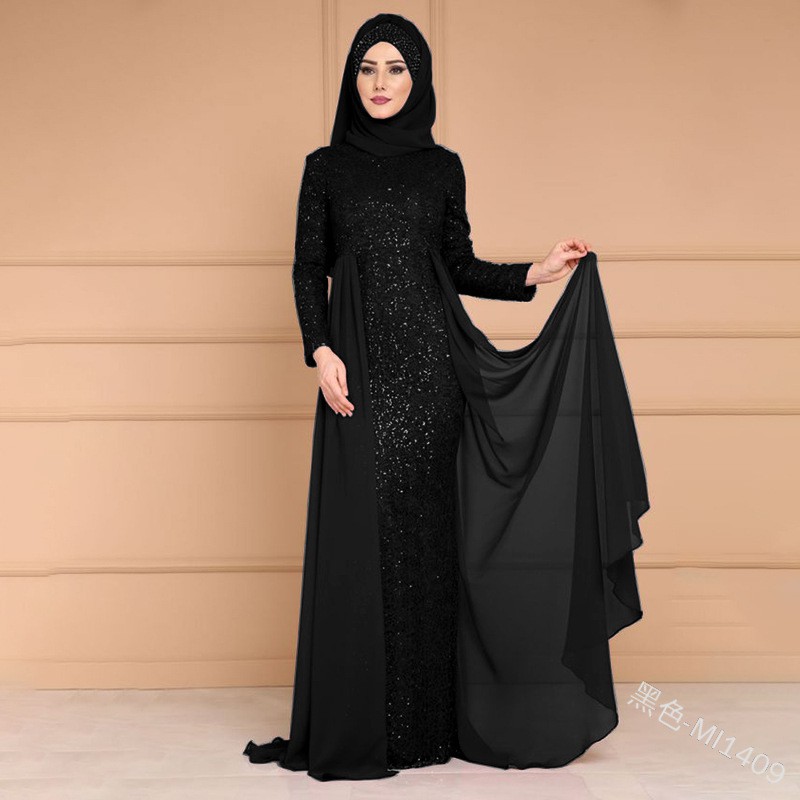 Black dress for dinner muslimah best sale