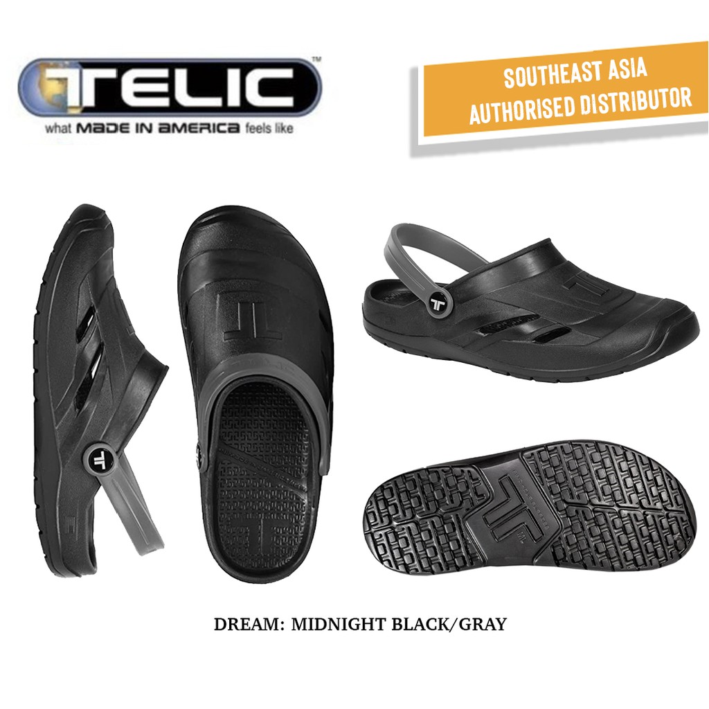 TELIC SG READY STOCK DREAM MIDNIGHT BLACK GRAY UNISEX AFTER SPORTS RECOVERY SCANDAL ARCH SUPPORT CLOGS Shopee Singapore