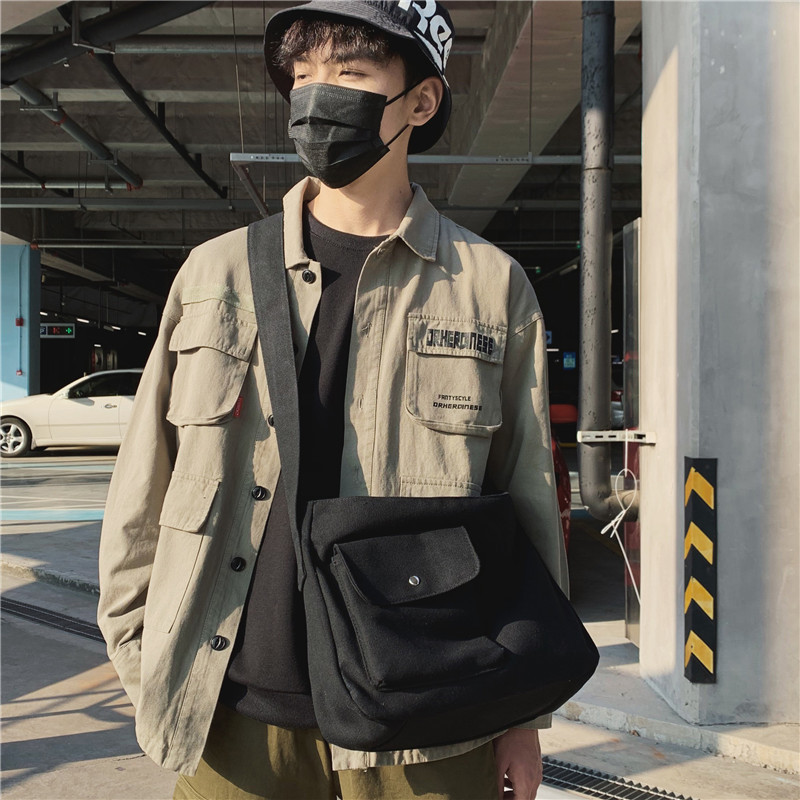 Ulzzang Korean Fashion Canvas Men Sling Bag Shoulder Bag Crossbody Bag ...