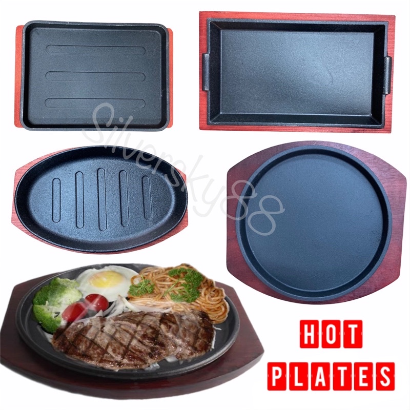 Hot Plates cast iron sizzling bbq barbecue grill steak chop pan