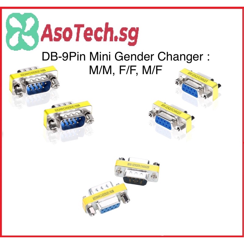 DB9 Serial RS232 Mini Gender Changer Male to Male / Male to Female