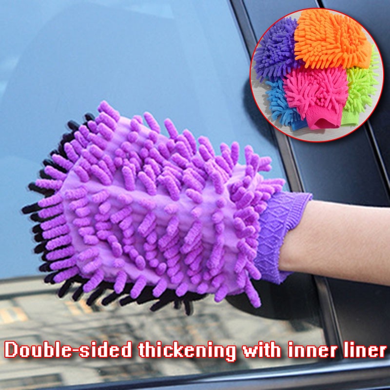 Thickened with inner bladder Plush Microfiber Wash Mitt / Hand Towels / Hand Glove / Car Wash gloves for Car Wash and Cleaning Dual Sided