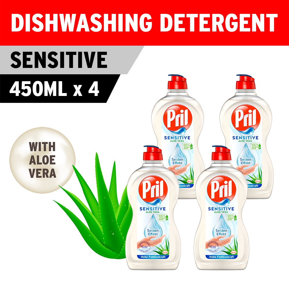 [Bundle of 4] Pril Sensitive Aloe Vera Concentrated Dishwashing Liquid ...