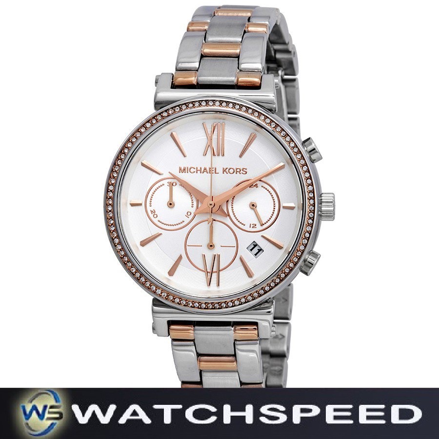 Michael Kors MK6558 Sofie Chronograph Crystal Silver Dial Ladies Womens Watch Shopee Singapore