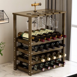 Retro Wine Bottle Holder Wine Rack Champagne Bottles Stand Glass Cup Holder  Display Hanging Drinking Glasses Stemware Rack She