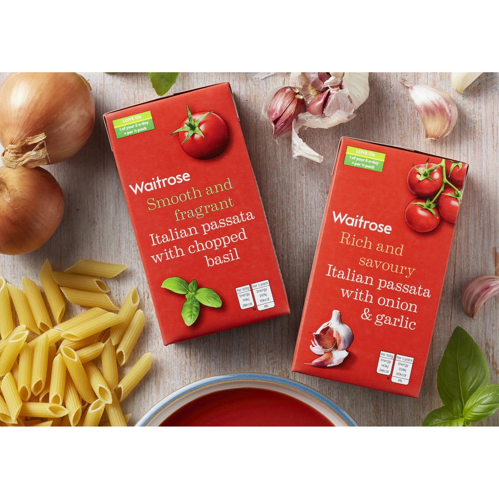 Waitrose Italian Passata With Chopped Basil - Smooth & Fragrant 500g ...