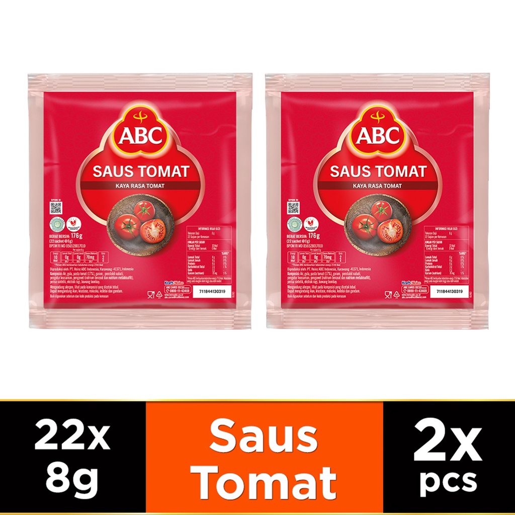 ABC Saus Tomat Sachet 8 g x 22 x 2 Pcs