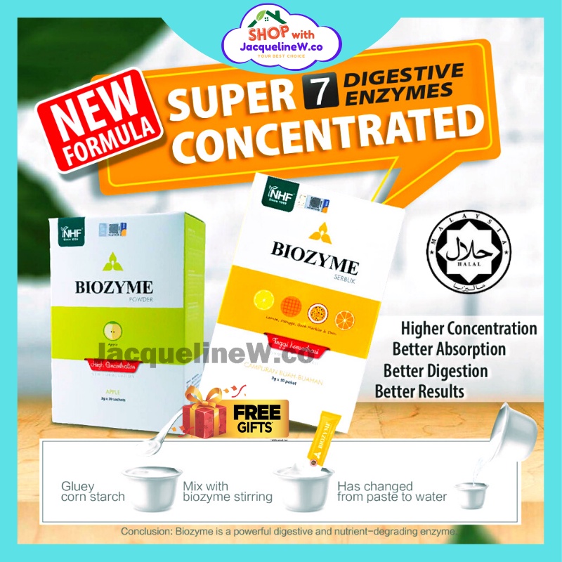 NHF Biozyme Digestive Enzyme Powder with Mixed Tropical Fruit Apple for ...