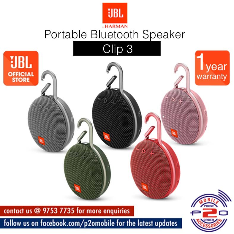 JBL Clip 3 Waterproof Portable Bluetooth Speaker Black