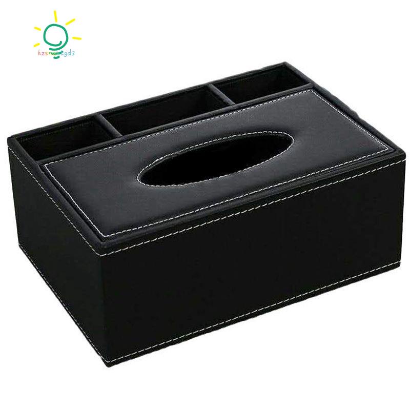 PU Tissue Box Remote Control Holder Multifunctional Desktop Organizer