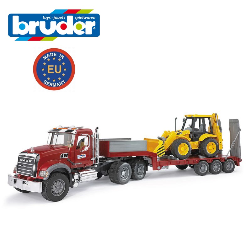 Bruder 02813 MACK Granite Low loader and JCB 4CX Recommended age from 3 ...