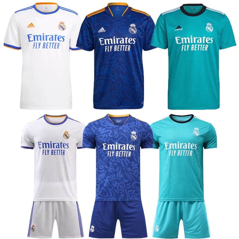 Top Quality 2021 2022 Real Madrid Jersey Set Adults Home Away Third Kit ...