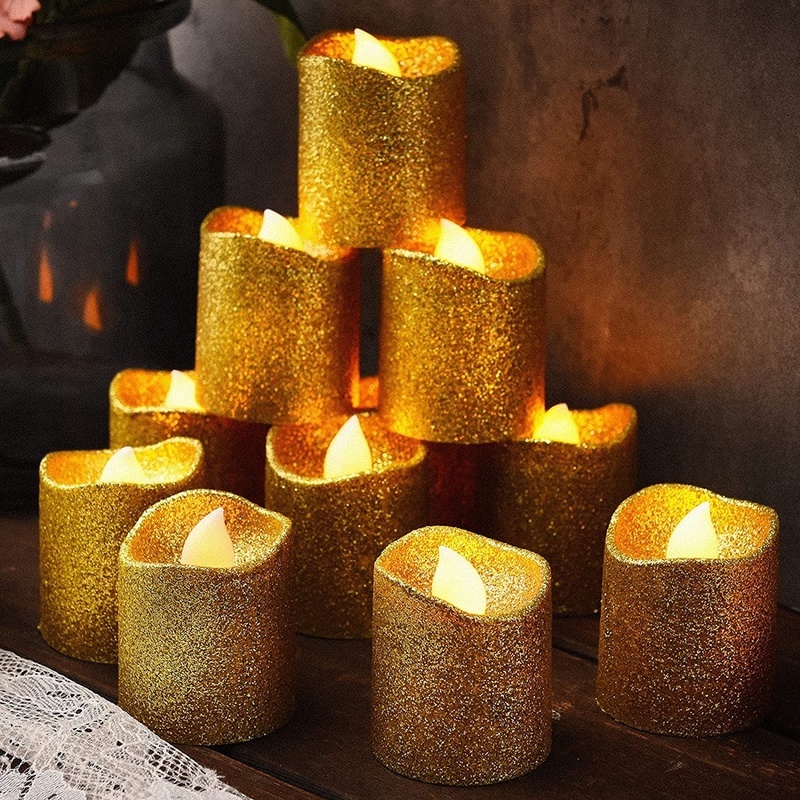 Creative Wave Shape Glitter LED Candle Lights / Battery Operated
