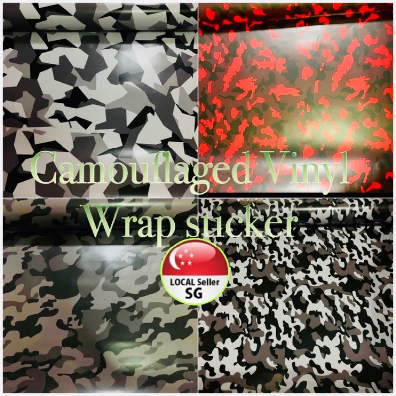 camouflaged camo vinyl sticker wrap -adhesive -stretchable -washable ...