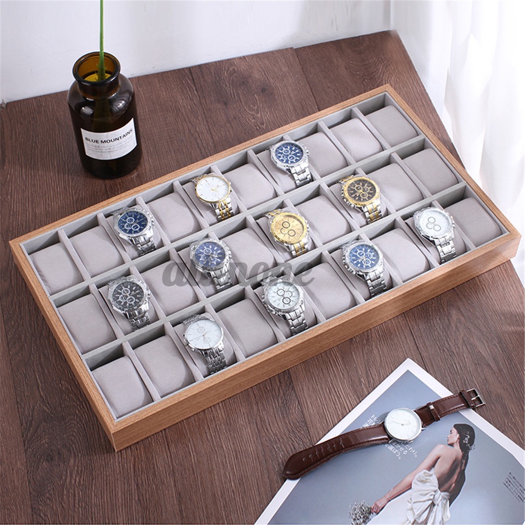 Grids 6/12/24/30 New Wooden Watch Display Box Jewelry Tray Organizer ...